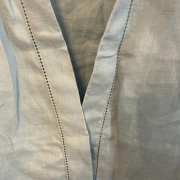 Gloria Vanderbilt Women’s (1X) 100% Linen Light Blue 3/4 Sleeve Lagenlook Tunic - Picture 3 of 7